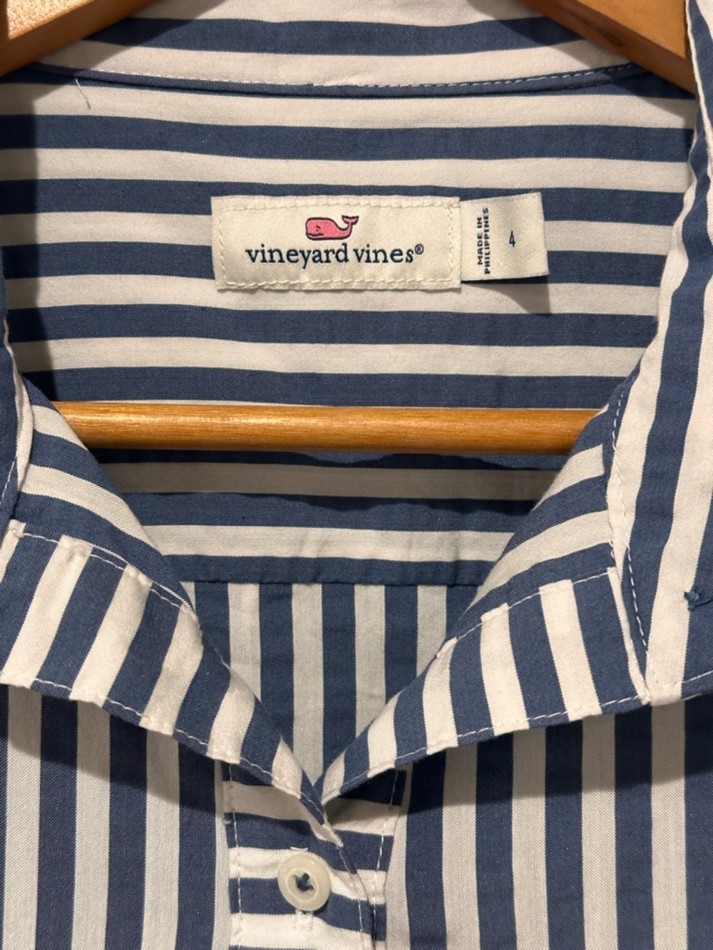 Vineyard Vines Blue & White Striped Shirt Cover-Up Dress - Picture 3 of 5